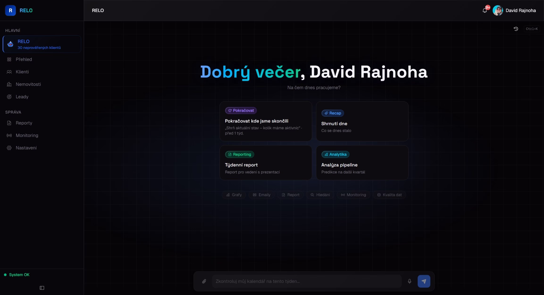 RELO back-office agent dashboard — real production UI